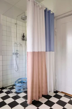 HAY Check shower curtain ring set, 12 pcs, chrome