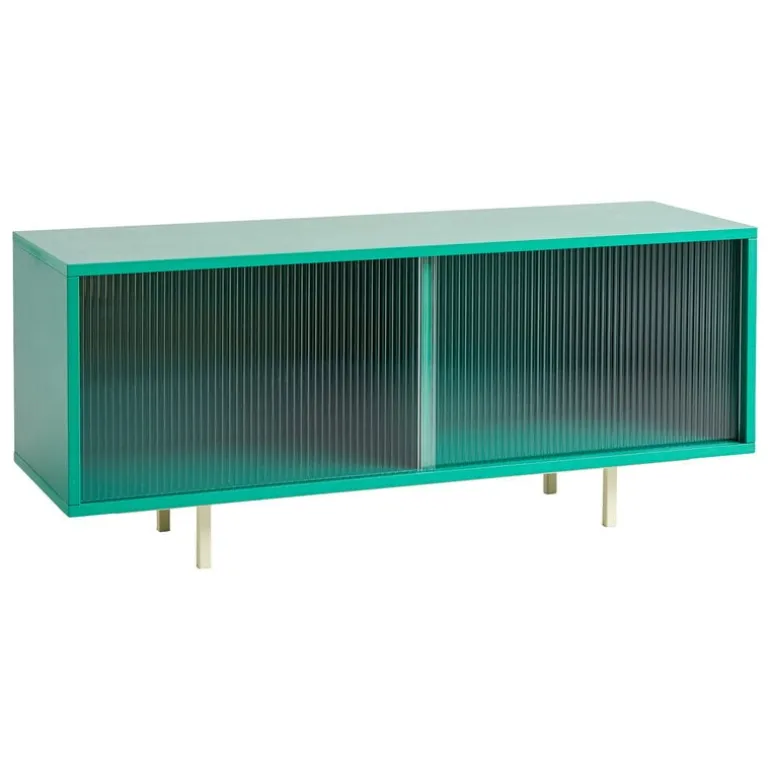 HAY Colour Cabinet w/ glass doors, floor, 120 cm, dark mint