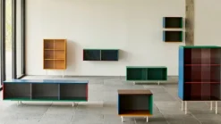 HAY Colour Cabinet w/ glass doors, floor, 120 cm, dark mint