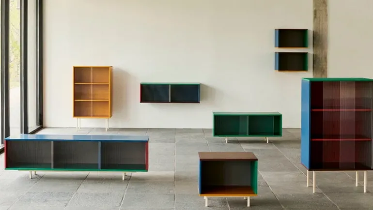 HAY Colour Cabinet w/ glass doors, floor, 120 cm, dark mint