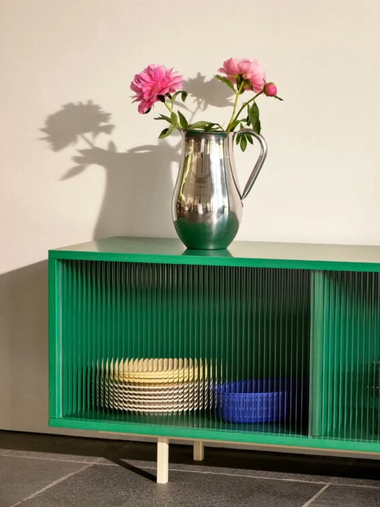 HAY Colour Cabinet w/ glass doors, floor, 120 cm, dark mint