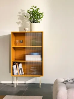 HAY Colour Cabinet w/ glass doors, tall, yellow