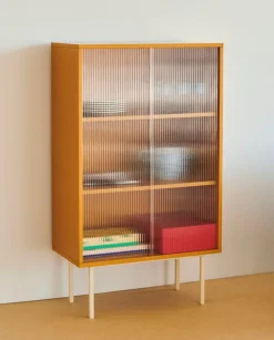 HAY Colour Cabinet w/ glass doors, tall, yellow