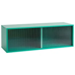 HAY Colour Cabinet w/ glass doors, wall, 120 cm, dark mint