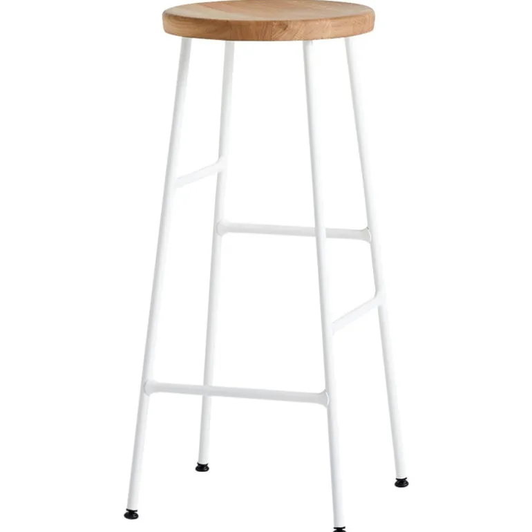 HAY Cornet bar stool, high, cream white - oiled oak
