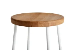 HAY Cornet bar stool, high, cream white - oiled oak