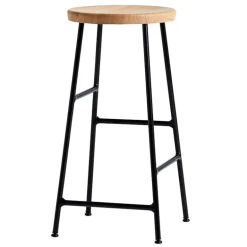 HAY Cornet bar stool, low, soft black - oiled oak seat