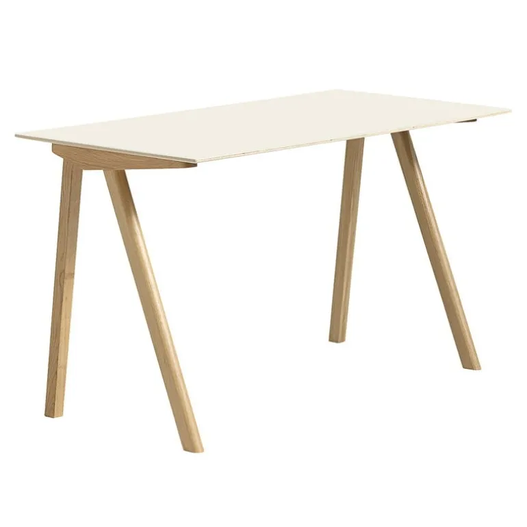 HAY CPH90 2.0 desk, 130 x 65 cm, lacquered oak - off-white linoleum