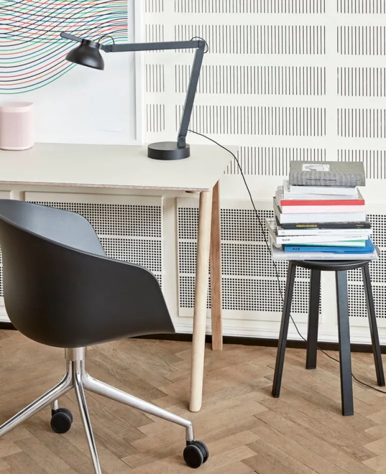 HAY CPH90 2.0 desk, 130 x 65 cm, lacquered oak - off-white linoleum