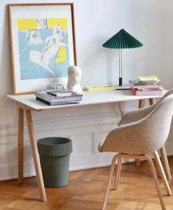 HAY CPH90 2.0 desk, 130 x 65 cm, lacquered oak - off-white linoleum