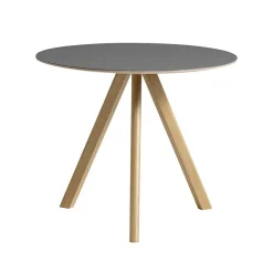 HAY CPH20 2.0 table, 90 cm, lacquered oak - grey linoleum