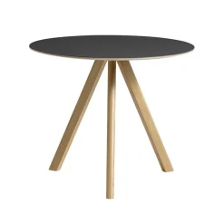 HAY CPH20 2.0 table, 90 cm, lacquered oak - black linoleum
