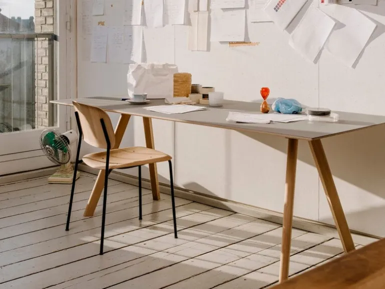 HAY CPH30 2.0 table, 200 x 90 cm, lacquered oak - grey linoleum