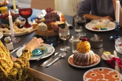 HAY Flare candleholder, medium, light blue with red rim