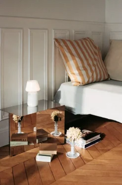 HAY Flare Stripe Milk candleholder, medium, blue