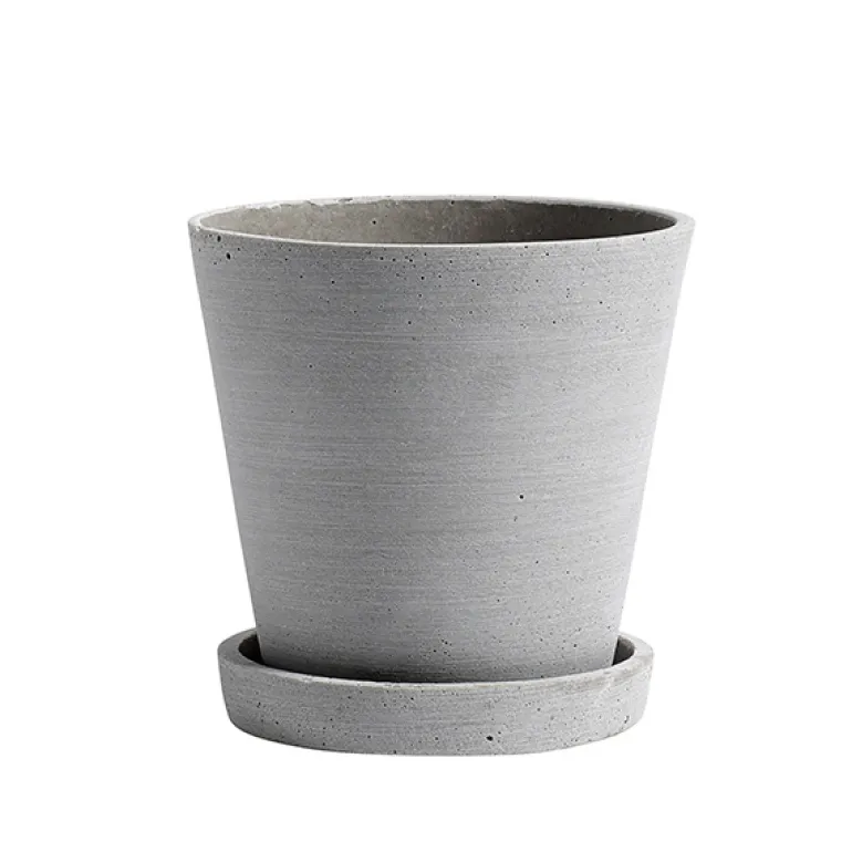 HAY Flowerpot and saucer, M, grey