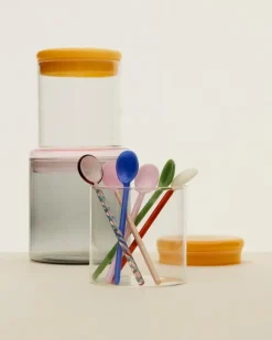 HAY Glass jar, L, grey - pink