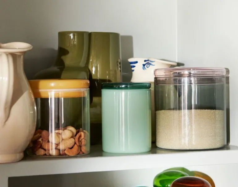 HAY Glass jar, L, grey - pink