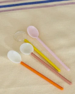 HAY Glass spoons Duo, 2 pcs, light pink - bright orange