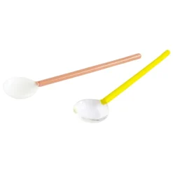 HAY Glass spoons Round, 2 pcs, bright yellow - brown
