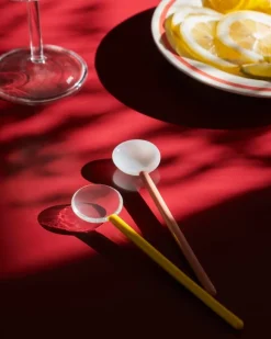 HAY Glass spoons Round, 2 pcs, bright yellow - brown