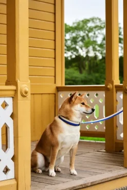 HAY HAY Dogs collar, flat, M-L, blue - off-white