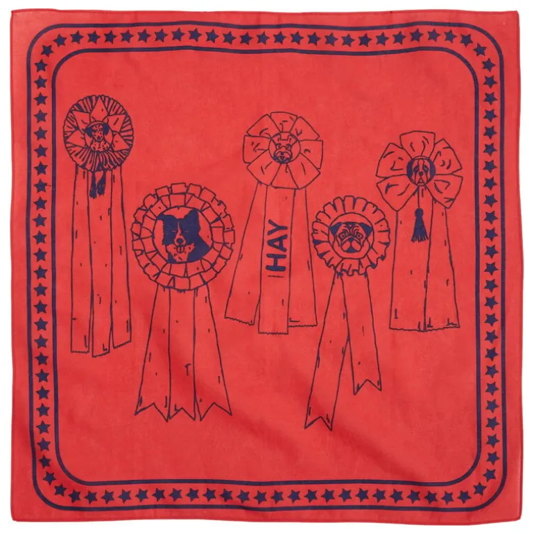 HAY HAY Dogs scarf, 55 x 55 cm, red