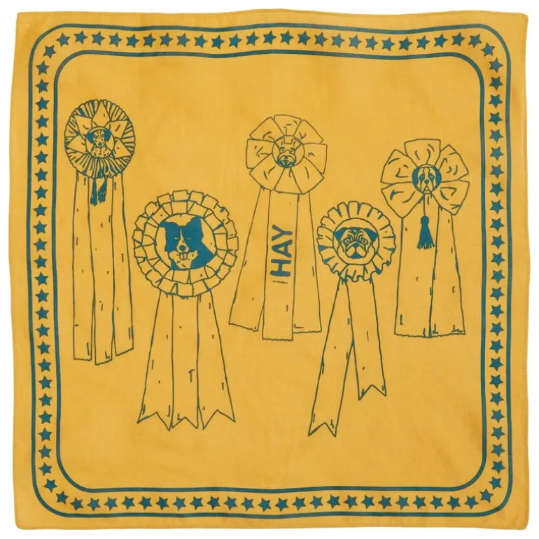 HAY HAY Dogs scarf, 55 x 55 cm, ochre