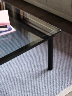 HAY Kofi table 80 x 80 cm, black lacquered oak - clear glass
