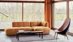 HAY Kofi table 140 x 50 cm, black lacquered oak - clear glass