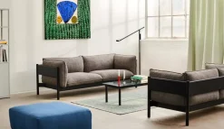 HAY Kofi table 140 x 50 cm, black lacquered oak - clear glass