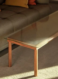 HAY Kofi table 140 x 50 cm, lacquered oak - reeded glass