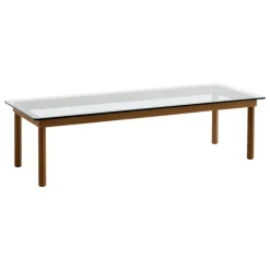 HAY Kofi table 140 x 50 cm, lacquered walnut - clear glass