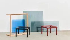 HAY Kofi table 60 x 60 cm, lacquered oak - reeded glass