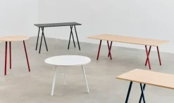 HAY Loop Stand table, 160 cm, maroon red - lacquered oak