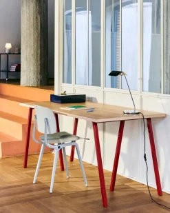 HAY Loop Stand table, 160 cm, maroon red - lacquered oak