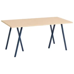 HAY Loop Stand table, 160 cm, deep blue - lacquered oak