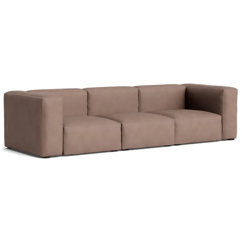 HAY Mags Soft 3-seater sofa, Comb.1 high arm, nougat leather Sense