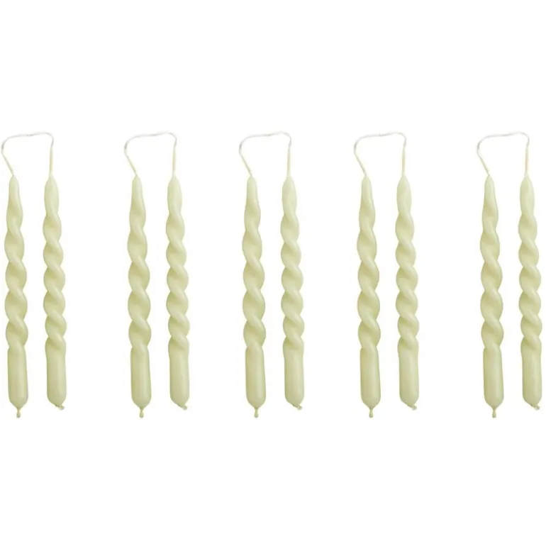 HAY Mini Swirl candles, 10 pcs, light green