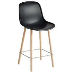 HAY Neu 12 bar stool, soft black - oak - steel
