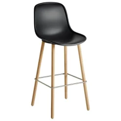 HAY Neu 12 bar stool, soft black - oak - steel