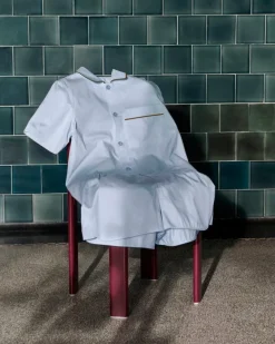 HAY Outline pyjama shirt, short-sleeved, soft blue