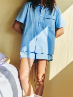 HAY Outline pyjama shirt, short-sleeved, soft blue