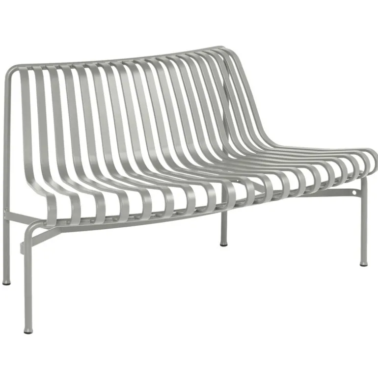 HAY Palissade Park dining bench add-on, out, sky grey