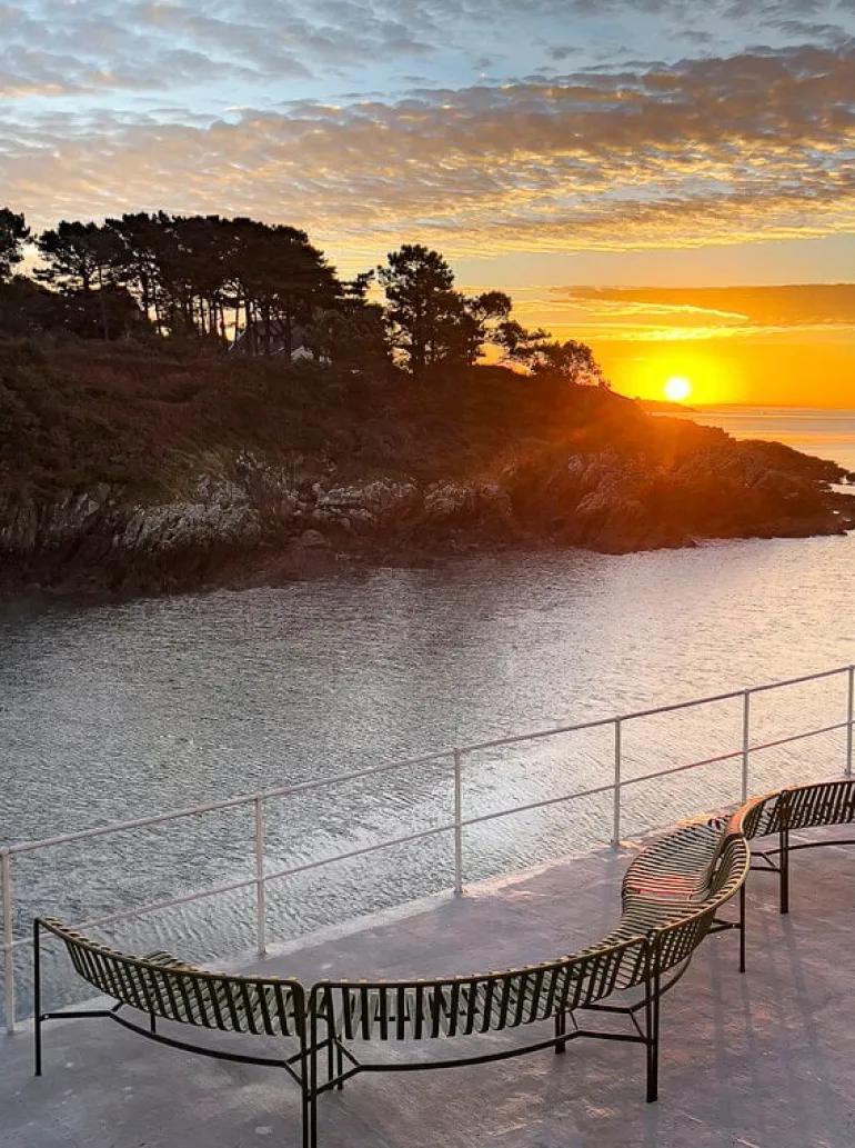 HAY Palissade Park dining bench add-on, out, olive