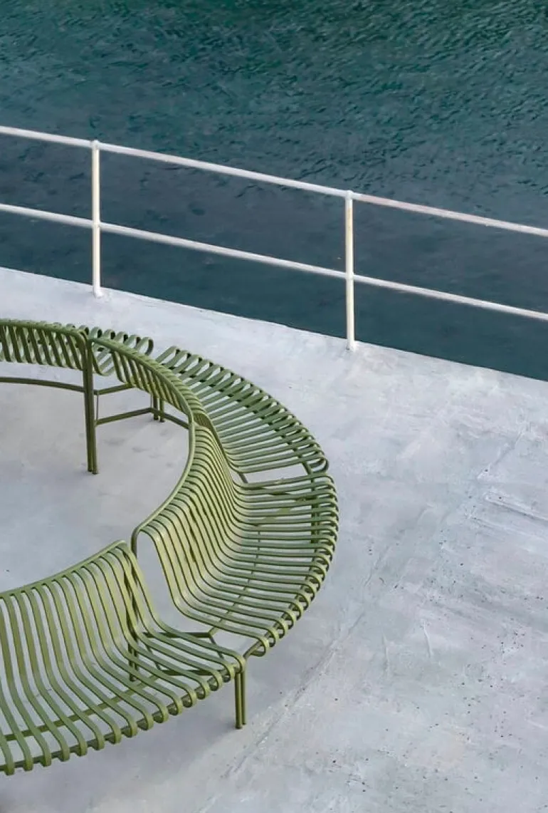 HAY Palissade Park dining bench add-on, out, olive