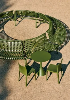 HAY Palissade Park dining bench add-on, out, olive