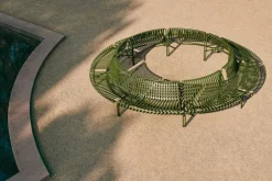 HAY Palissade Park dining bench, out-out, set of 2, olive