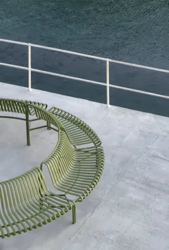 HAY Palissade Park dining bench, out-out, set of 2, olive