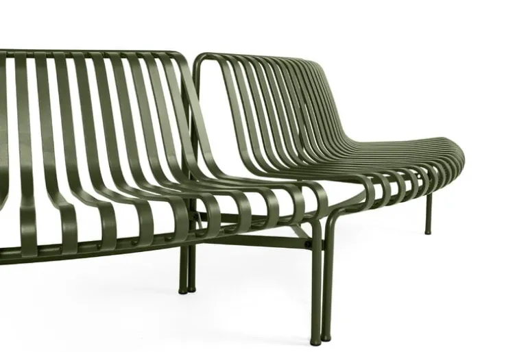 HAY Palissade Park dining bench, out-out, set of 2, olive